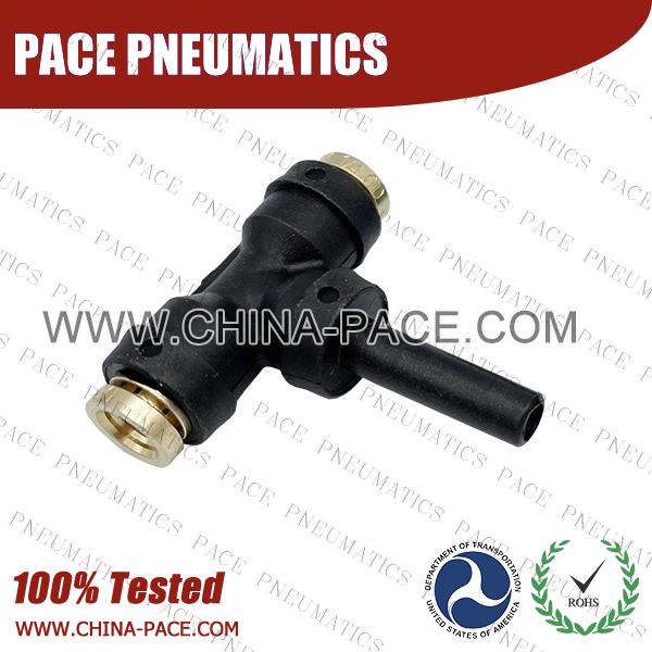 Male Branch Tee Push In Plug Composite DOT Push To Connect Air Brake Fittings, Plastic DOT Push In Air Brake Tube Fittings, DOT Approved Composite Push To Connect Fittings, DOT Fittings, DOT Air Line Fittings, Air Brake Parts